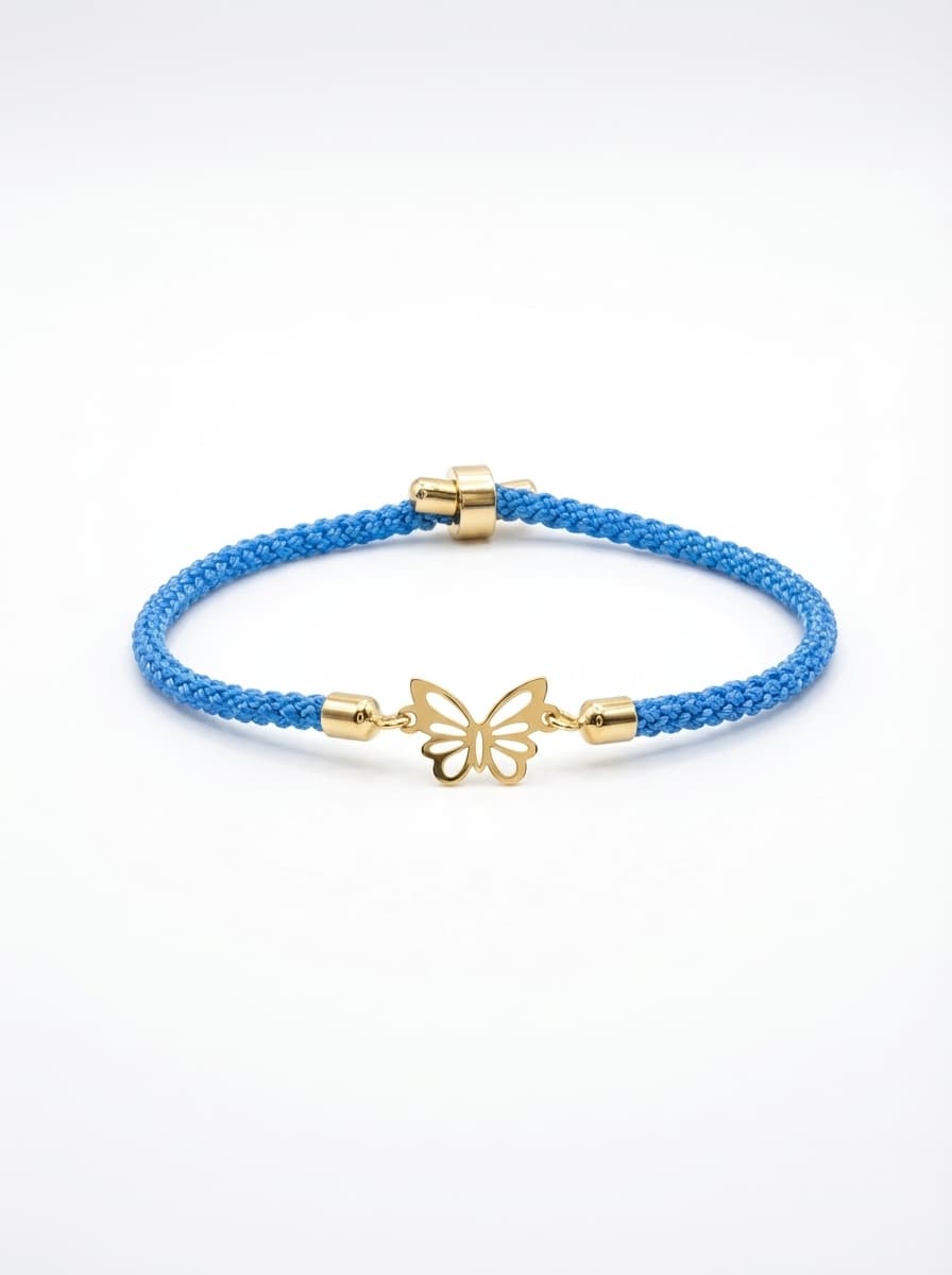 دستبند لیزری مخملی آبی طرح پروانه