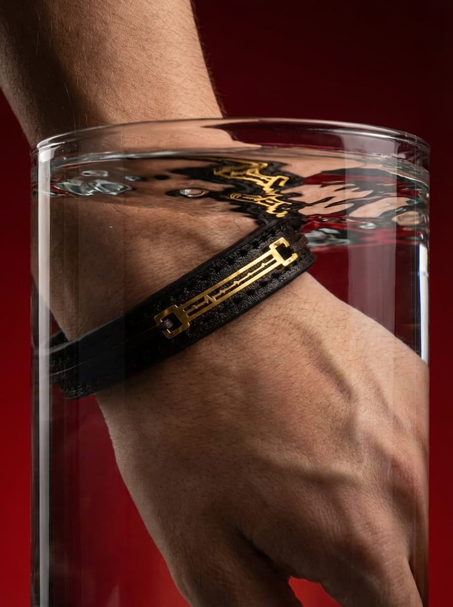 دستبند چرم مردانه طلا