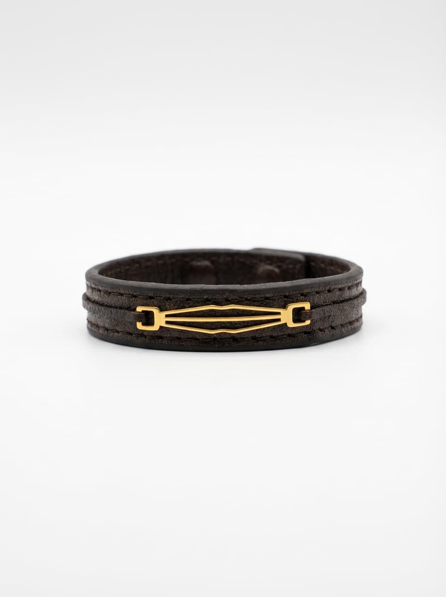 دستبند چرم مردانه طلا