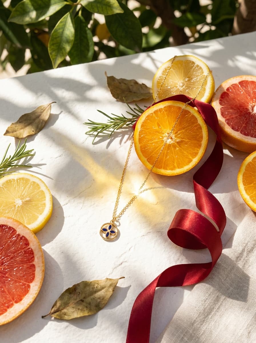 گردنبند طلا مینیمال طرح گل آبی