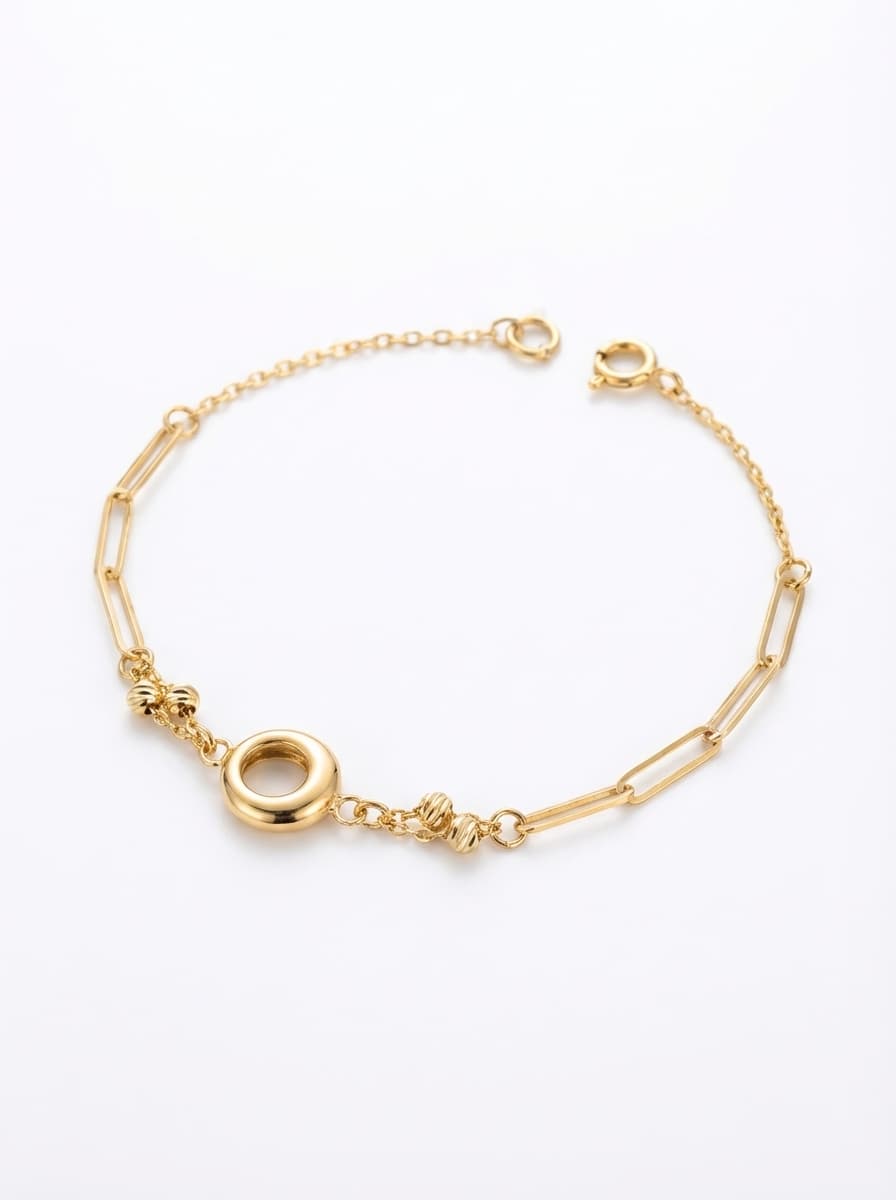 دستبند طلا مینیمال تلفیقی هرمس و گوی