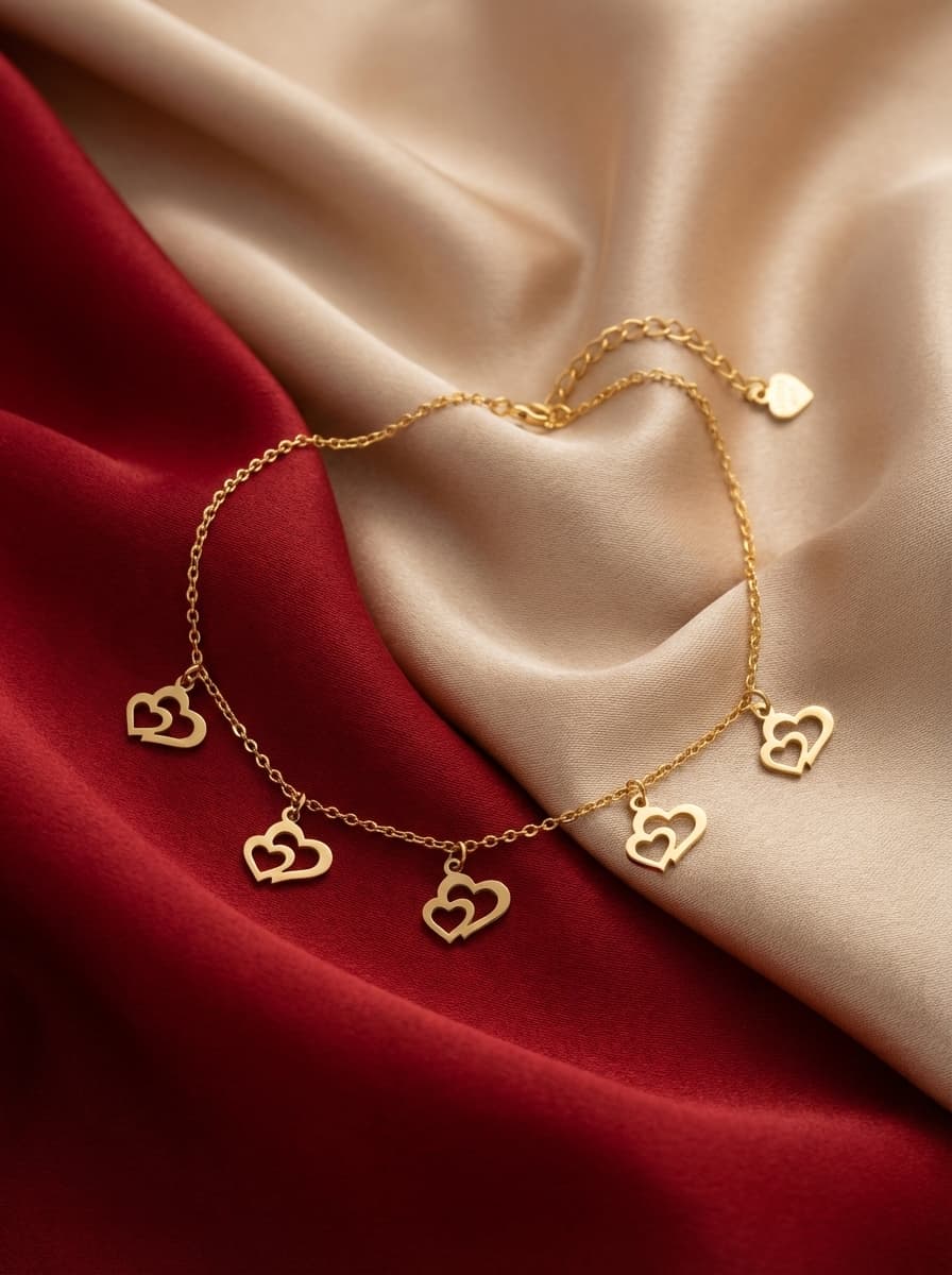 دستبند طلا مینیمال طرح قلب دوستایی