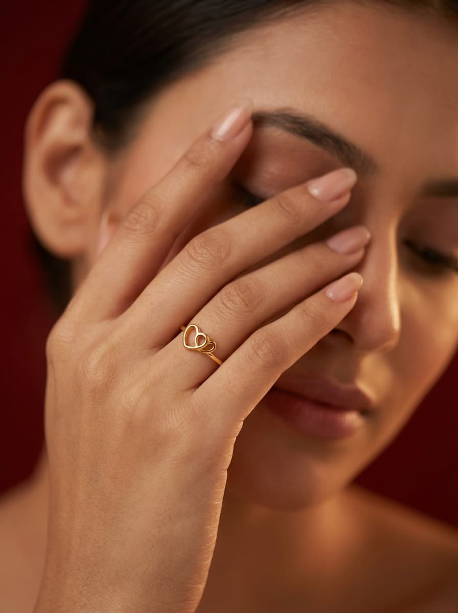 انگشتر طلا مینیمال طرح دو قلب