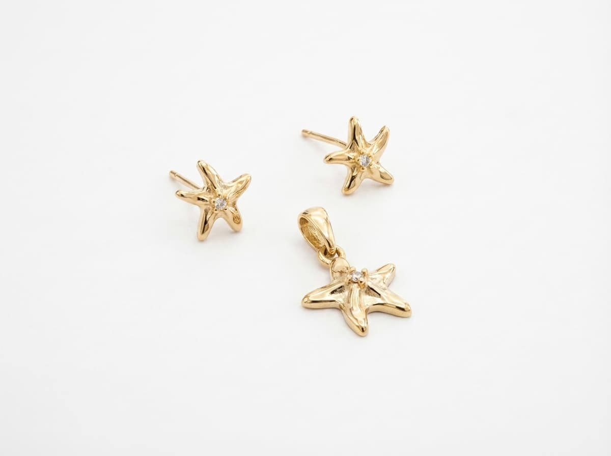 نیم ست طلا دخترانه برند TZ